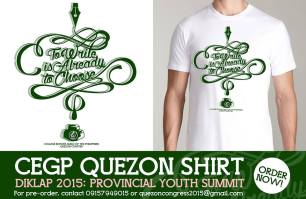 DIKLAP 2015: CEGP Quezon Official Shirt, P250.